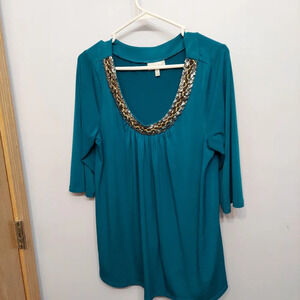 Teal Embellished Women's Top